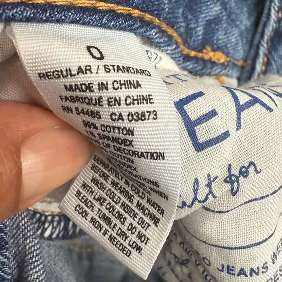 American Eagle Artist Crop Jeans Low Rise Distressed Blue Size 0 Y2K Style - Picture 5 of 8